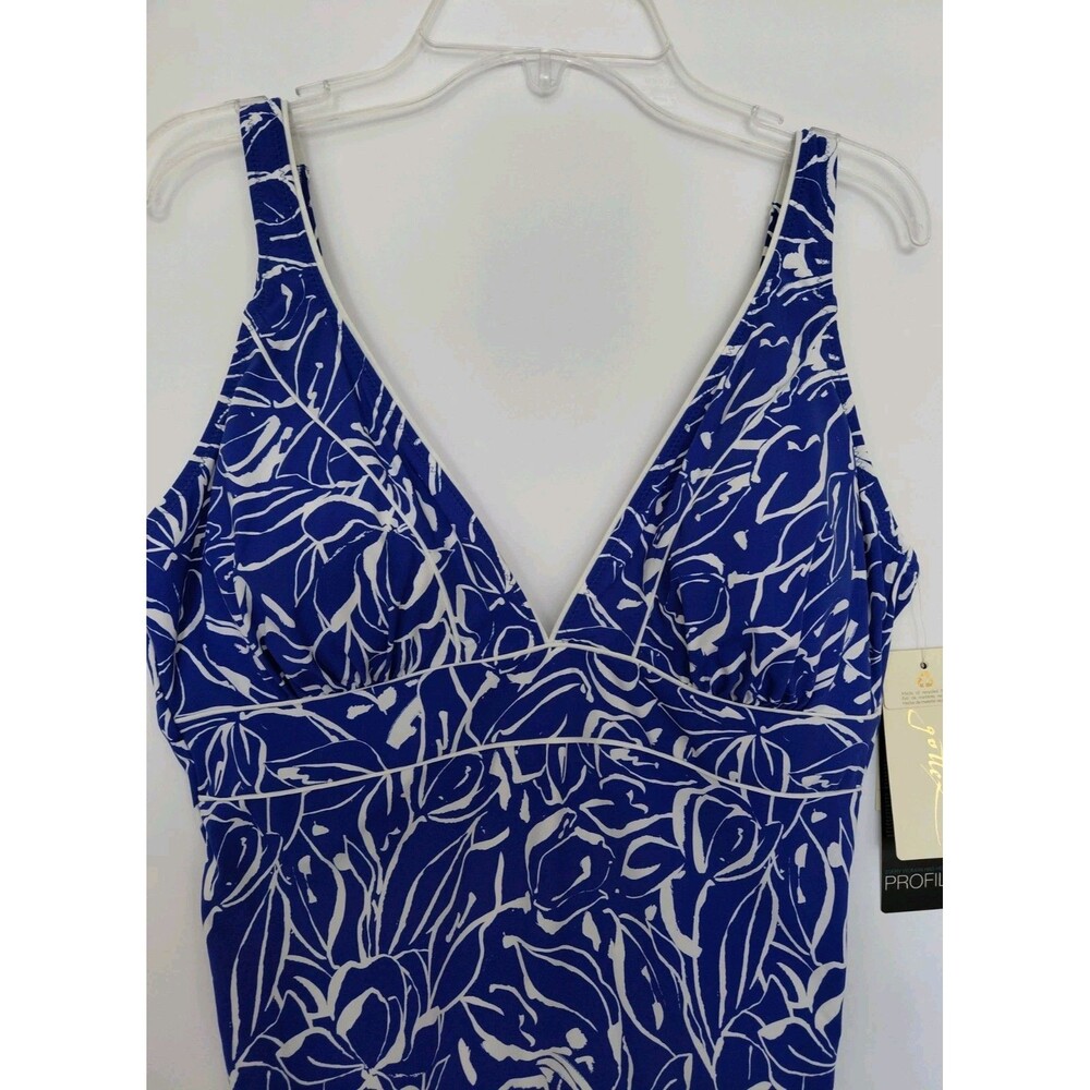 Gottex Profile Royal Blue/White One-Piece Swimsuit Size US 10 NWT - Picture 2 of 6